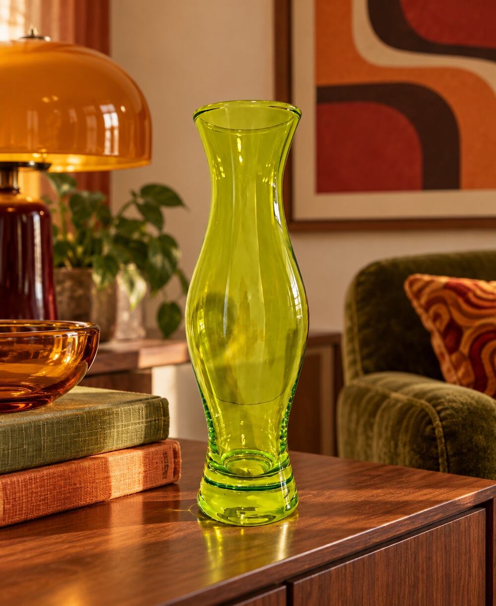 Vintage 90s IKEA Squiggly Vase Handblown Green Post Modern